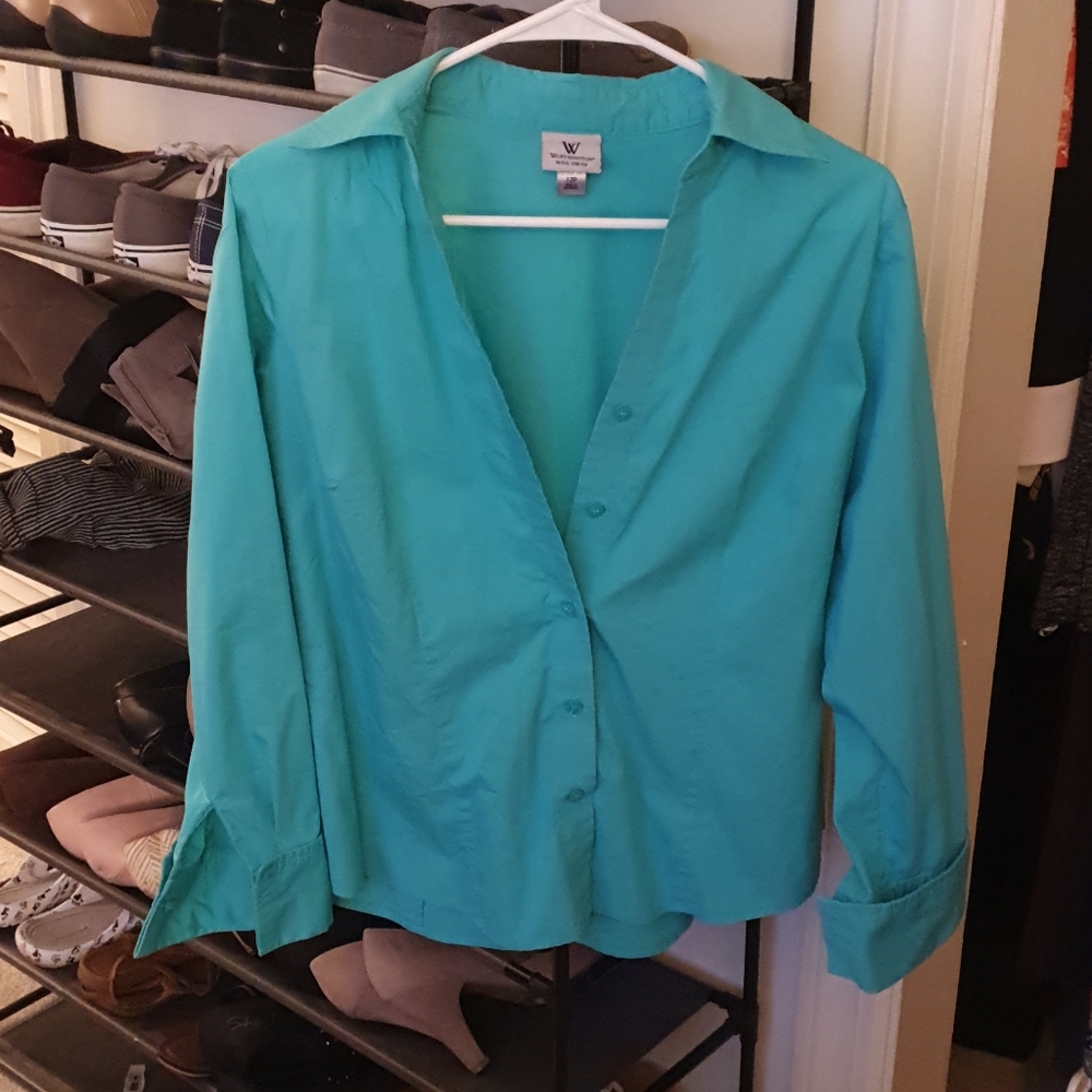 Teal Blue Size 12P Button-Up Shirt